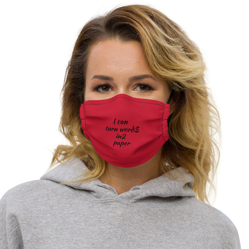 words into paper Premium face mask